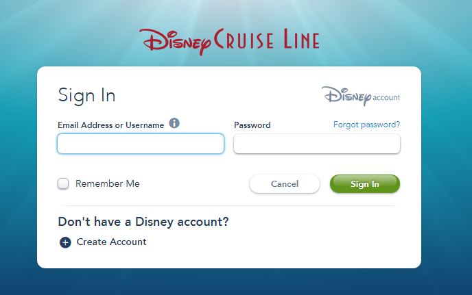 disney cruise line account login