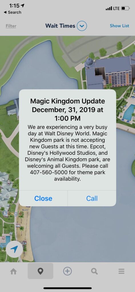 Magic Kingdom Closure