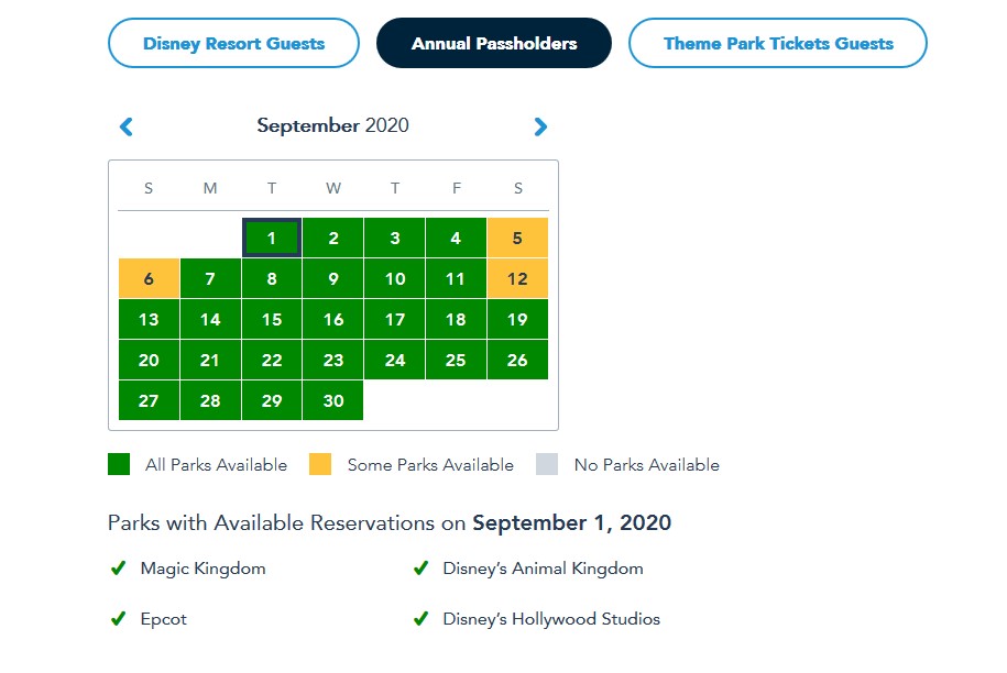 Passholders Disney Park Pass reservation