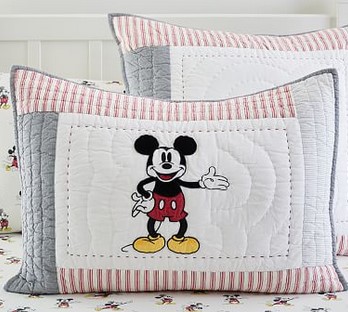 POTTERY BARN KIDS Disney Mickey Mouse TWIN Quilt EURO Sham & Sheets Set 5 pc NEW 