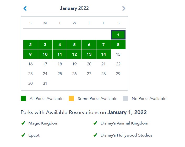 Disney park reservations
