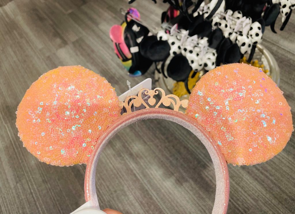 Peach Minnie Mouse Ears with Crown