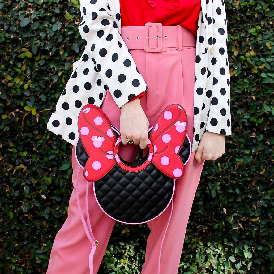 Disney Parks Minnie Mouse Polka Dot Red Bow Crossbody Wallet Purse