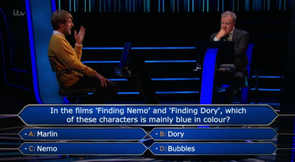 Who Wants To Be A Millionaire Dory Question
