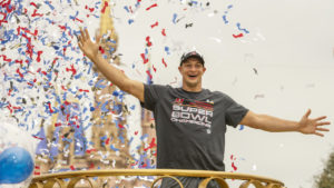 Rob Gronkowski celebrates Super Bowl win