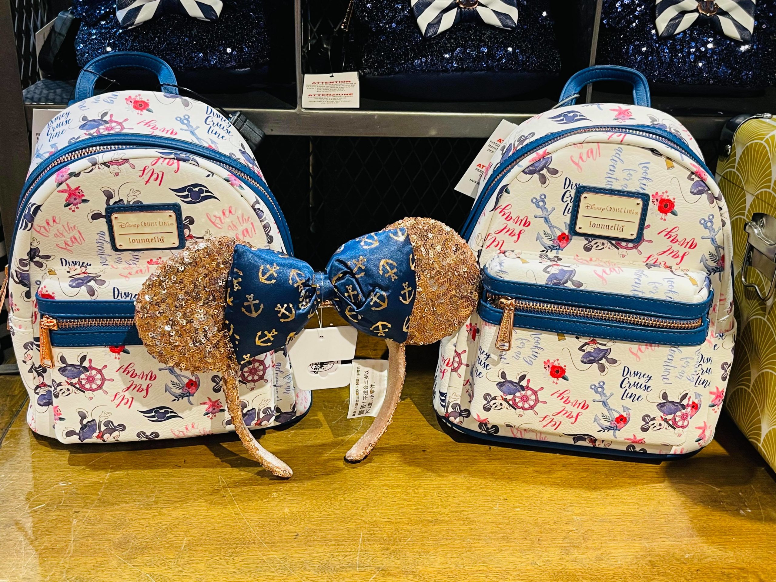 Disney wish cruise line loungefly backpack and ears