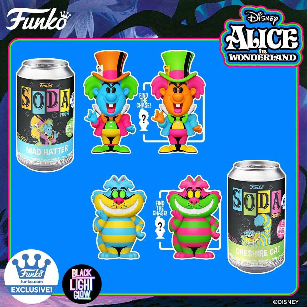Funko Pop Black Light Alice Wonderland Cheshire Mad Hatter Queen Soda Set SEALED