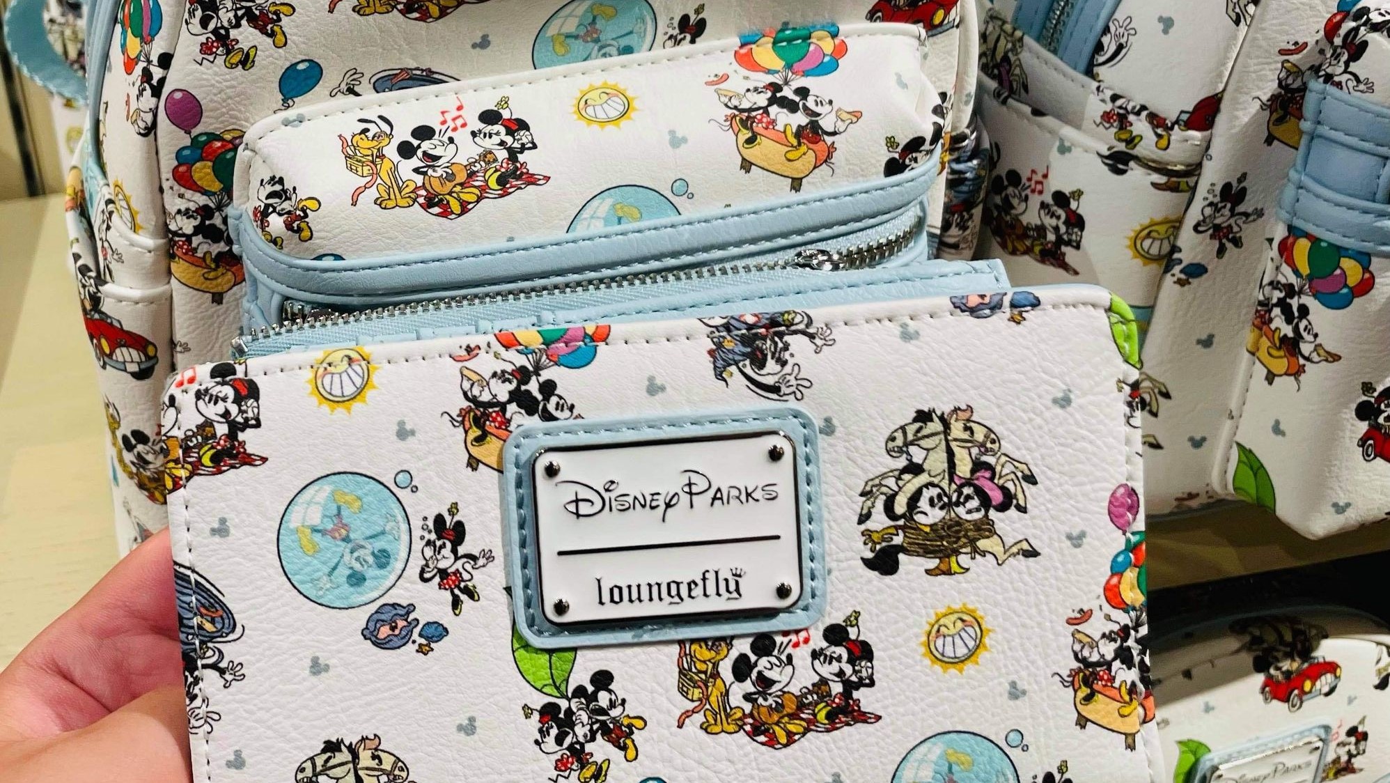 2022 Disney Parks Loungefly Runaway Railroad Mickey and Minnie Mouse Red  Wallet