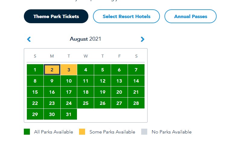 Summer Disney park reservations