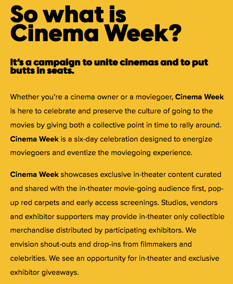 Cinema Week, Popcorn