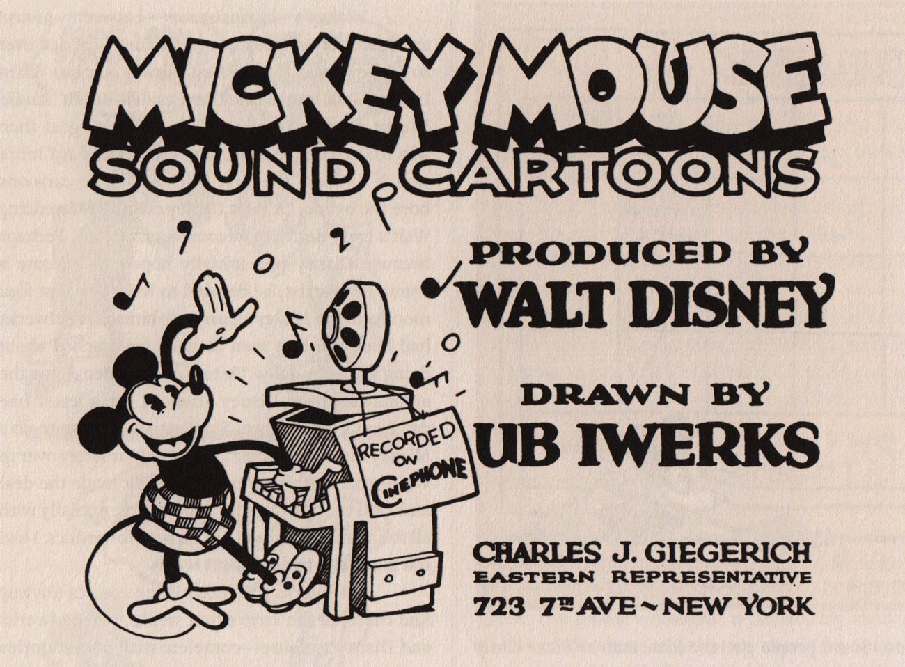 Mickey Mouse Sound Cartoon Ad Ub Iwerks