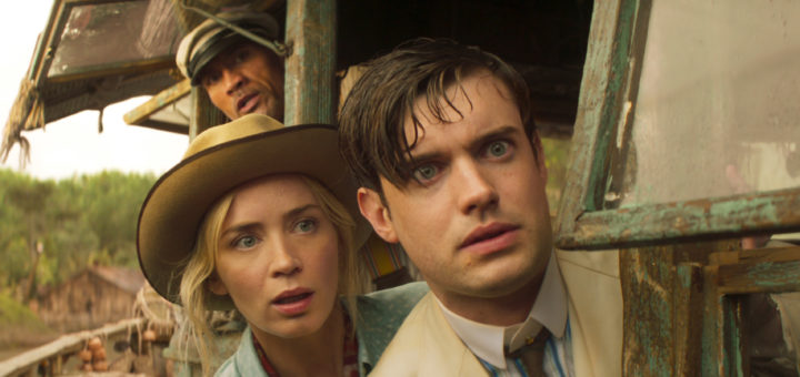 Johnson as Frank Wolff, Blunt as Lily Houghton, and Whitehall as MacGregor Houghton in Disney's Jungle Cruise