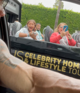 The Rock surprises fans on tour bus