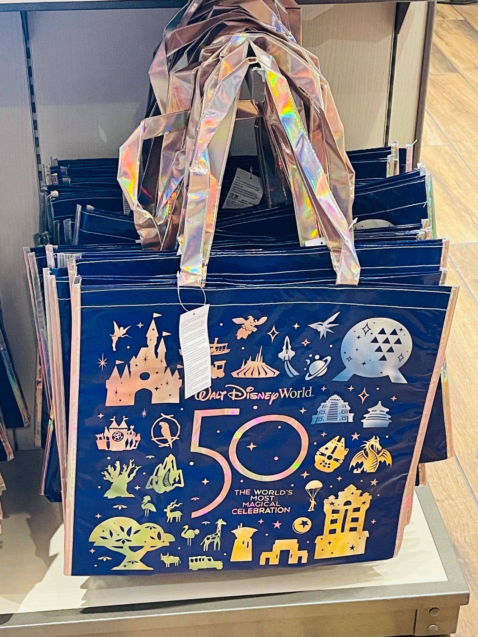 Walt Disney World 50th Anniversary Celebration Reusable Tote Bag Set S M L 