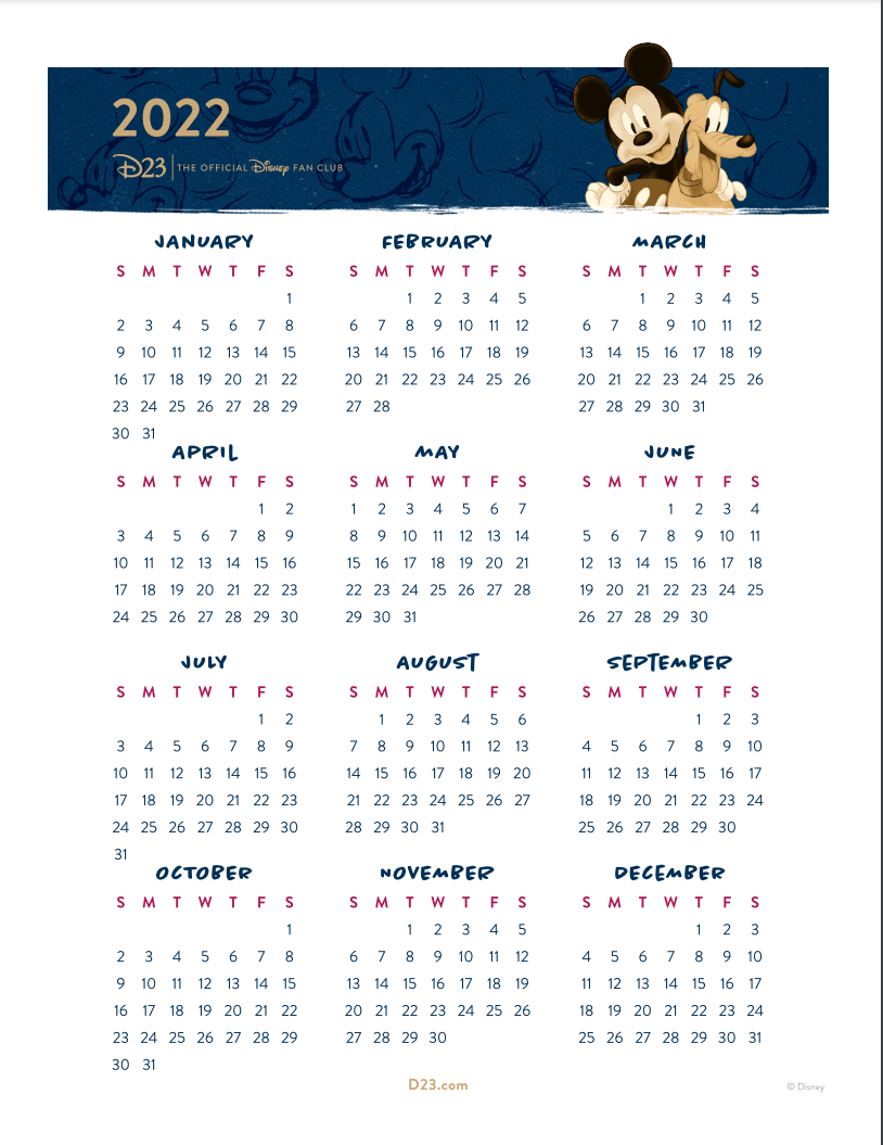 Disney Event Calendar 2022 Show Your Disney Love All Year With This Printable 2022 Calendar -  Mickeyblog.com