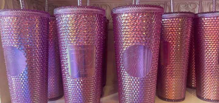 Disney World 50th Anniversary Starbucks Pink Studded Tumbler