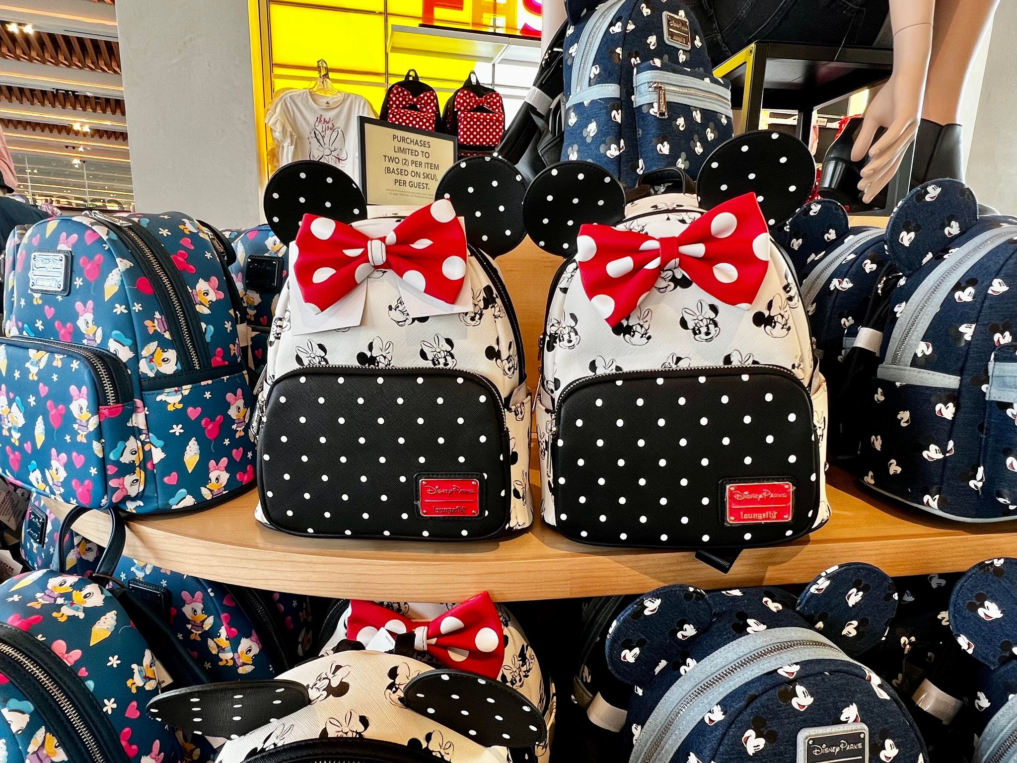 Loungefly Disney Minnie Mouse Denim Polka Dot Duffle Purse Crossbody Bag