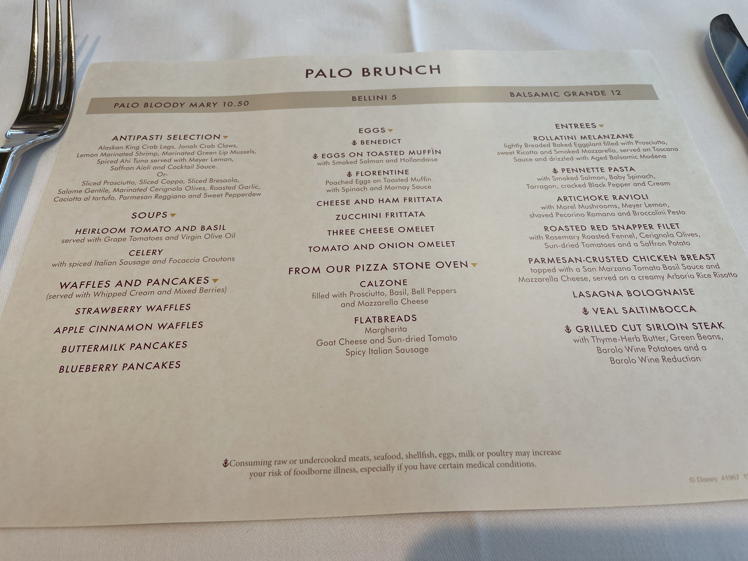 Palo brunch menu