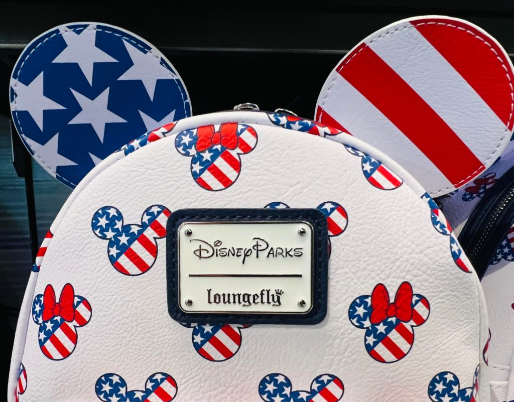 loungefly backpack red white and blue minnie and mickey