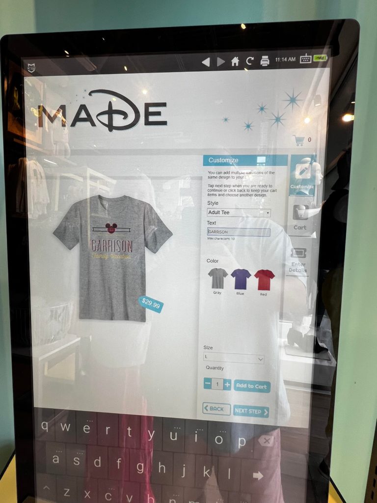 Made by You Customizable T-shirts interface