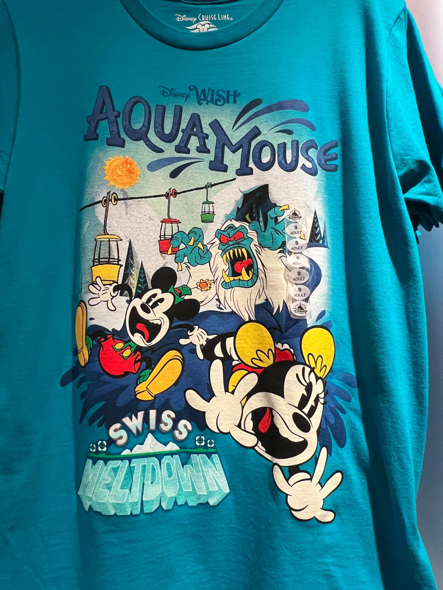 Disney Wish AquaMouse t-shirt up close