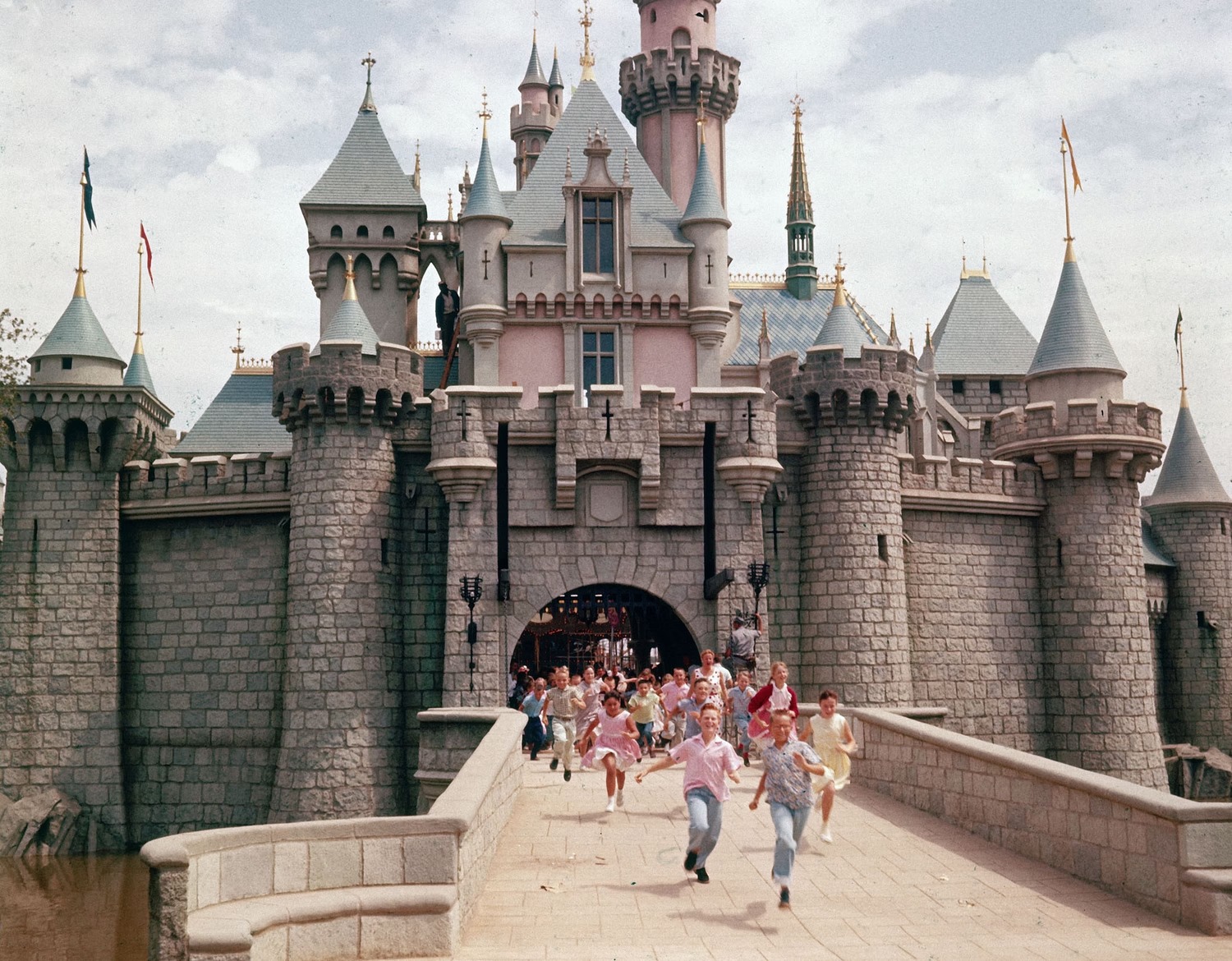 Disneyland opening day castle kids