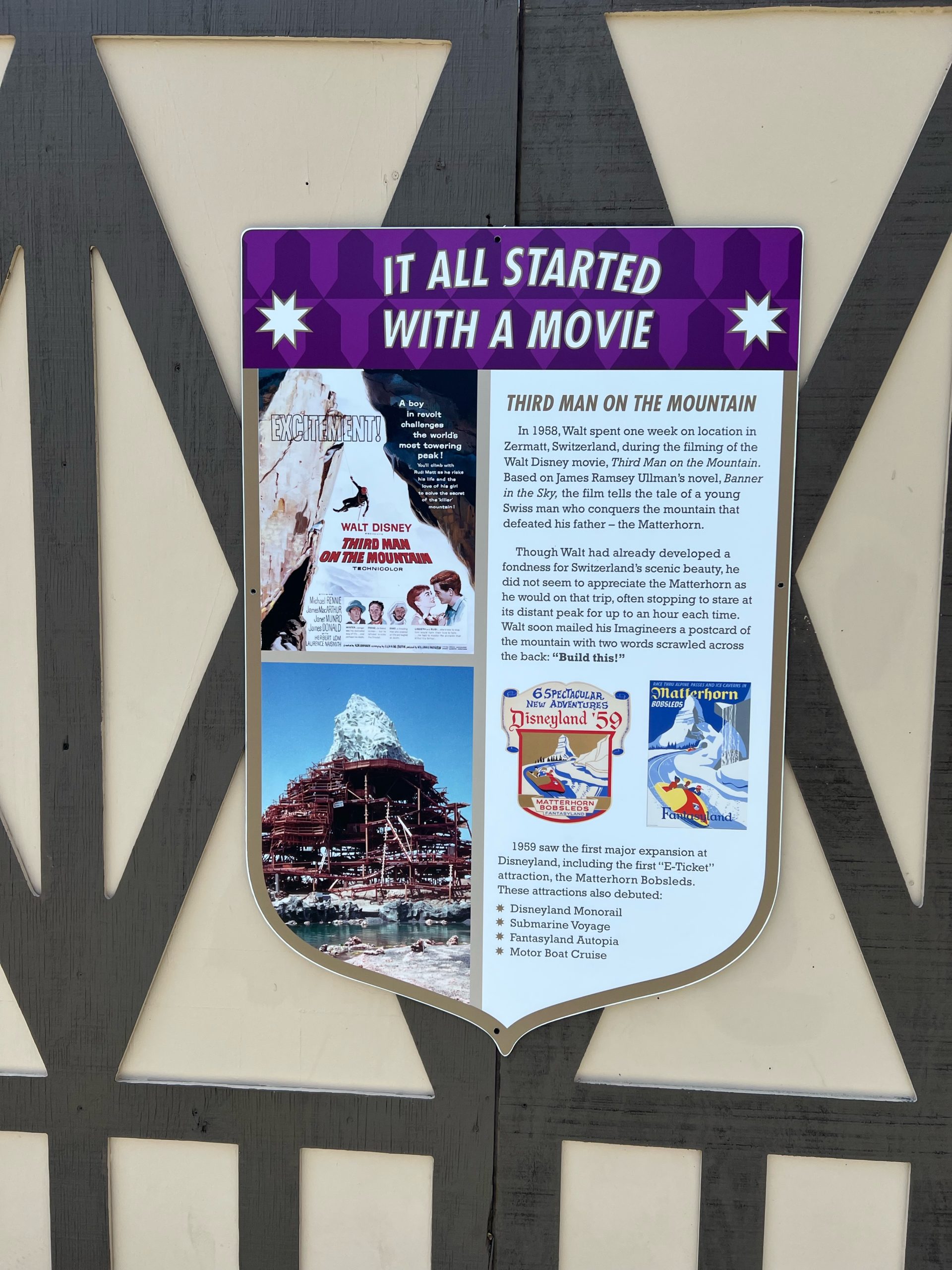 movie sign Matterhorn Disneyland
