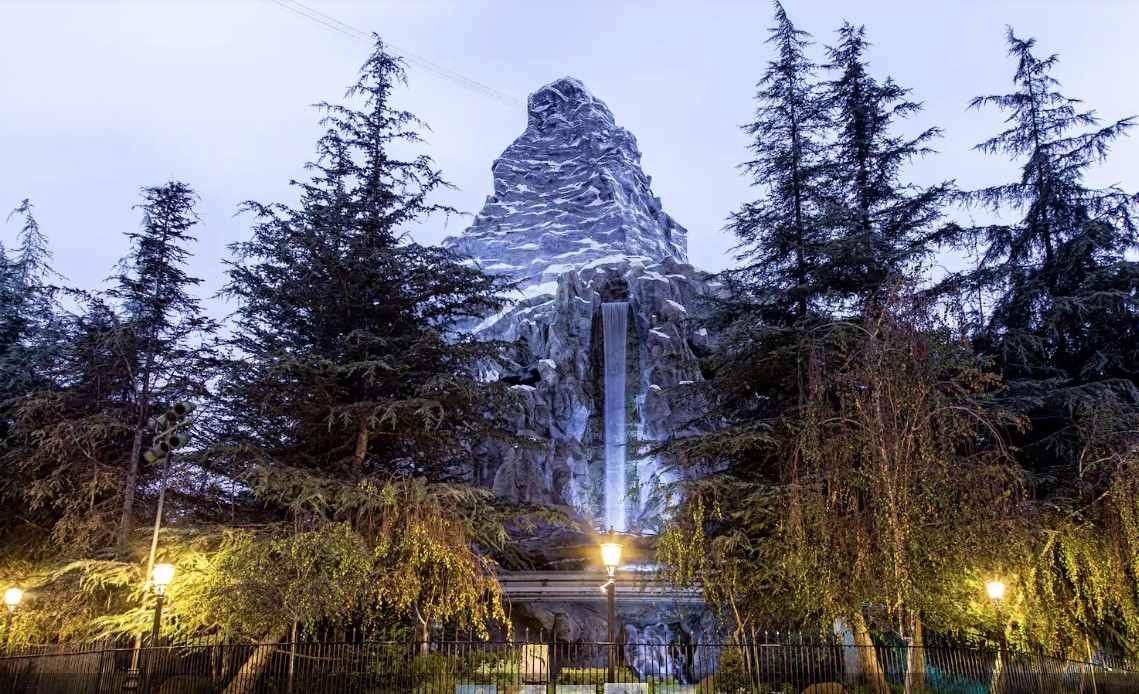 Disneyland Matterhorn at night