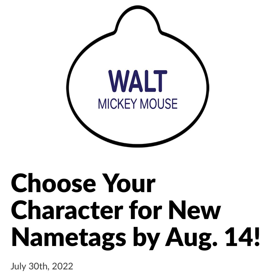 Disneyland cast member nametag character