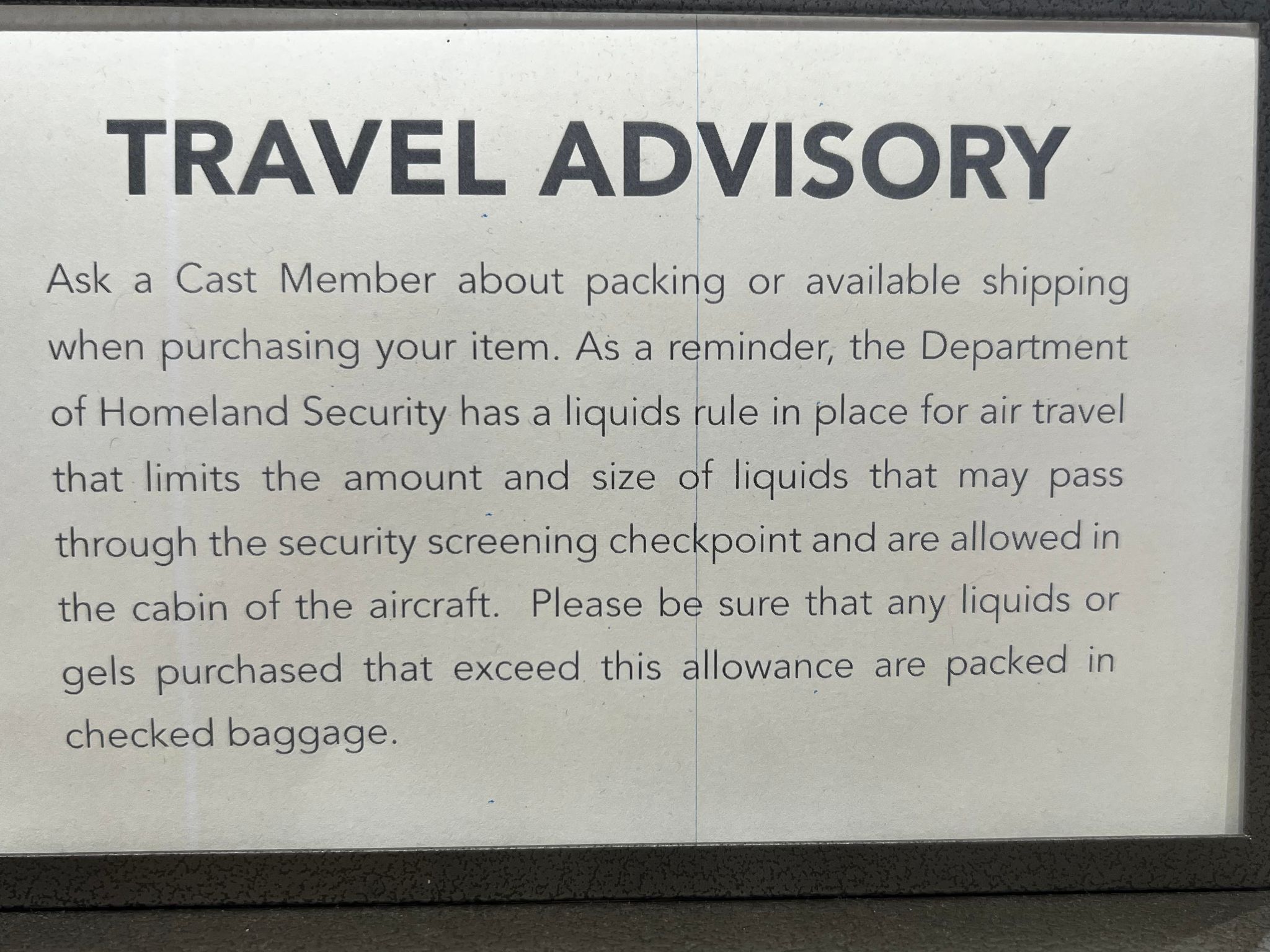 travel advisory sign