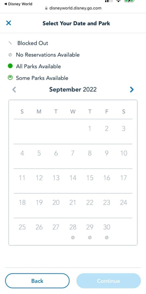 9/30 park reservations