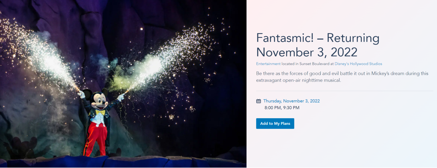 THIS JUST IN Performance Schedule Released For Fantasmic! at Hollywood