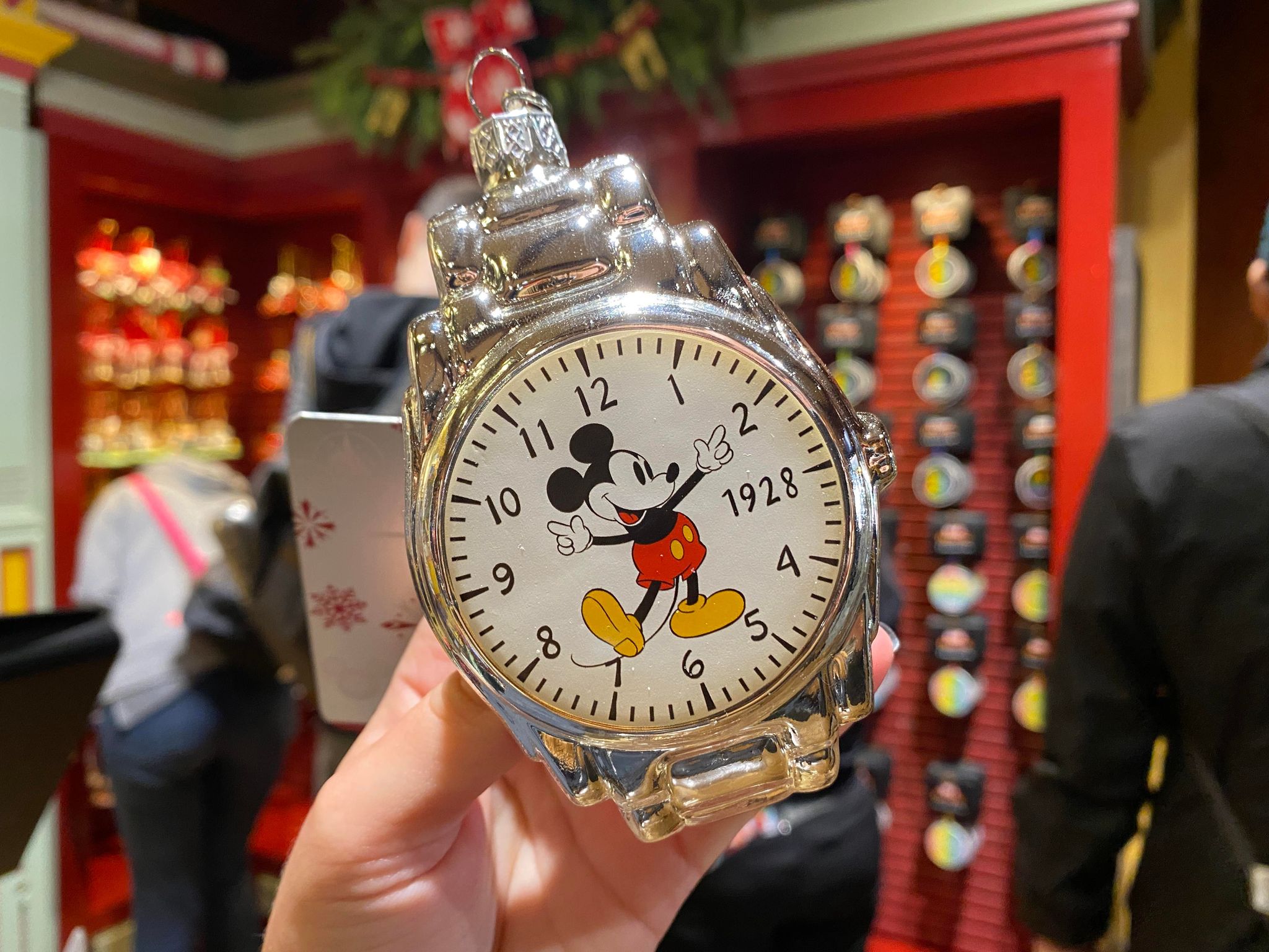 Mickey Silver Watch Puffy Ornament Front