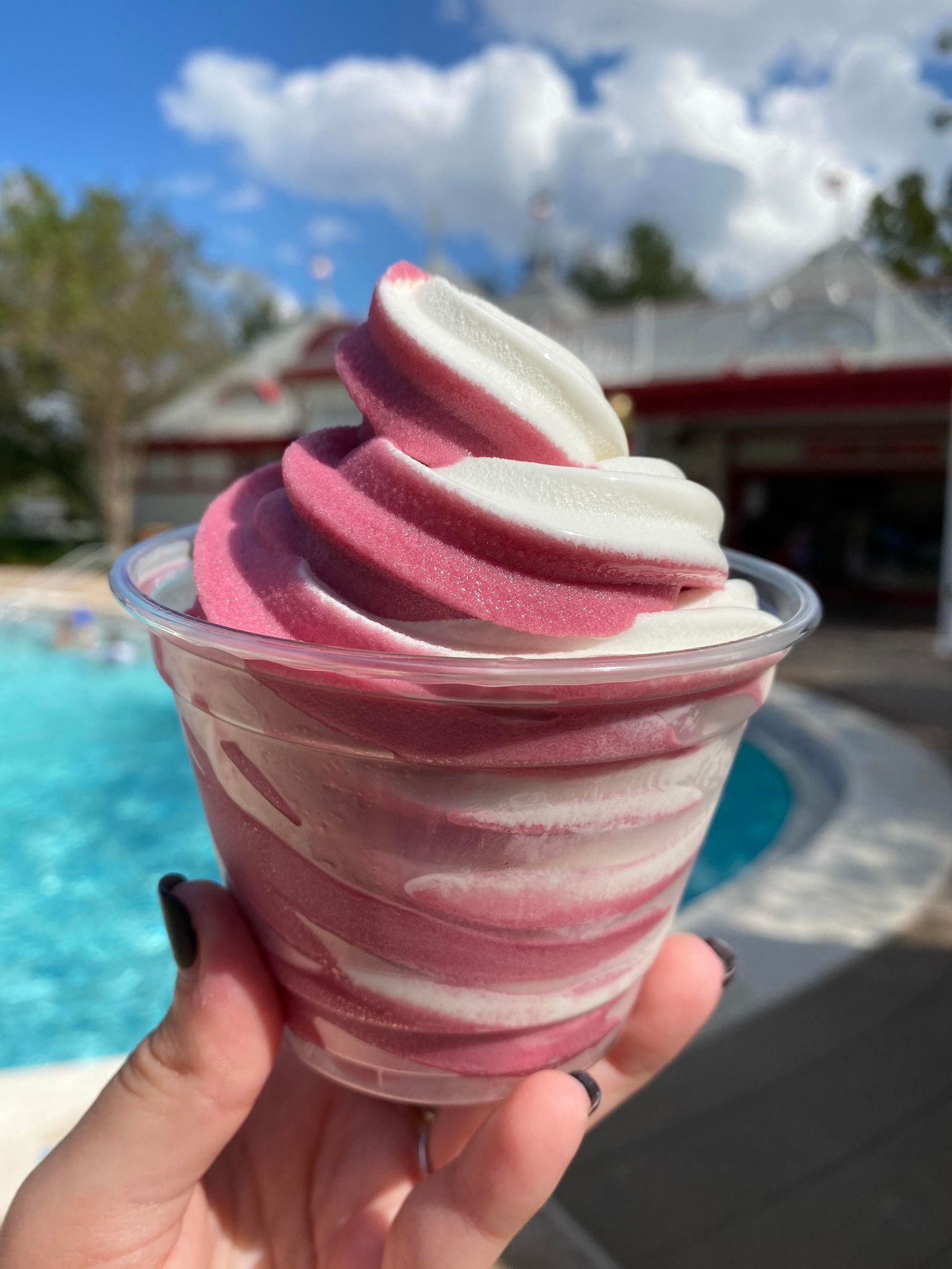 Cherry Dole Whip next to the pool at Saratoga Springs