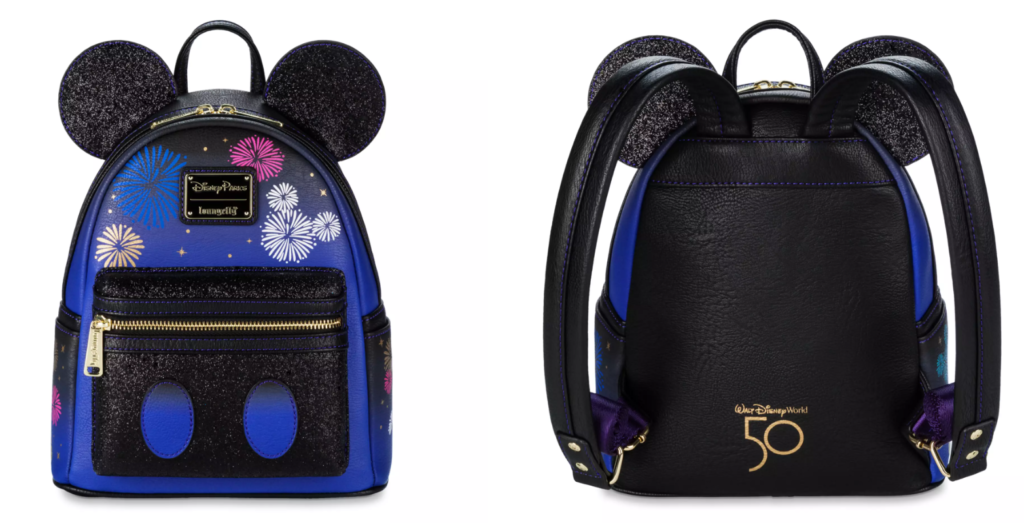 Disney Walt Disney World 50Th Anniversary Mickey Leather Gold Mini Backpack  New 