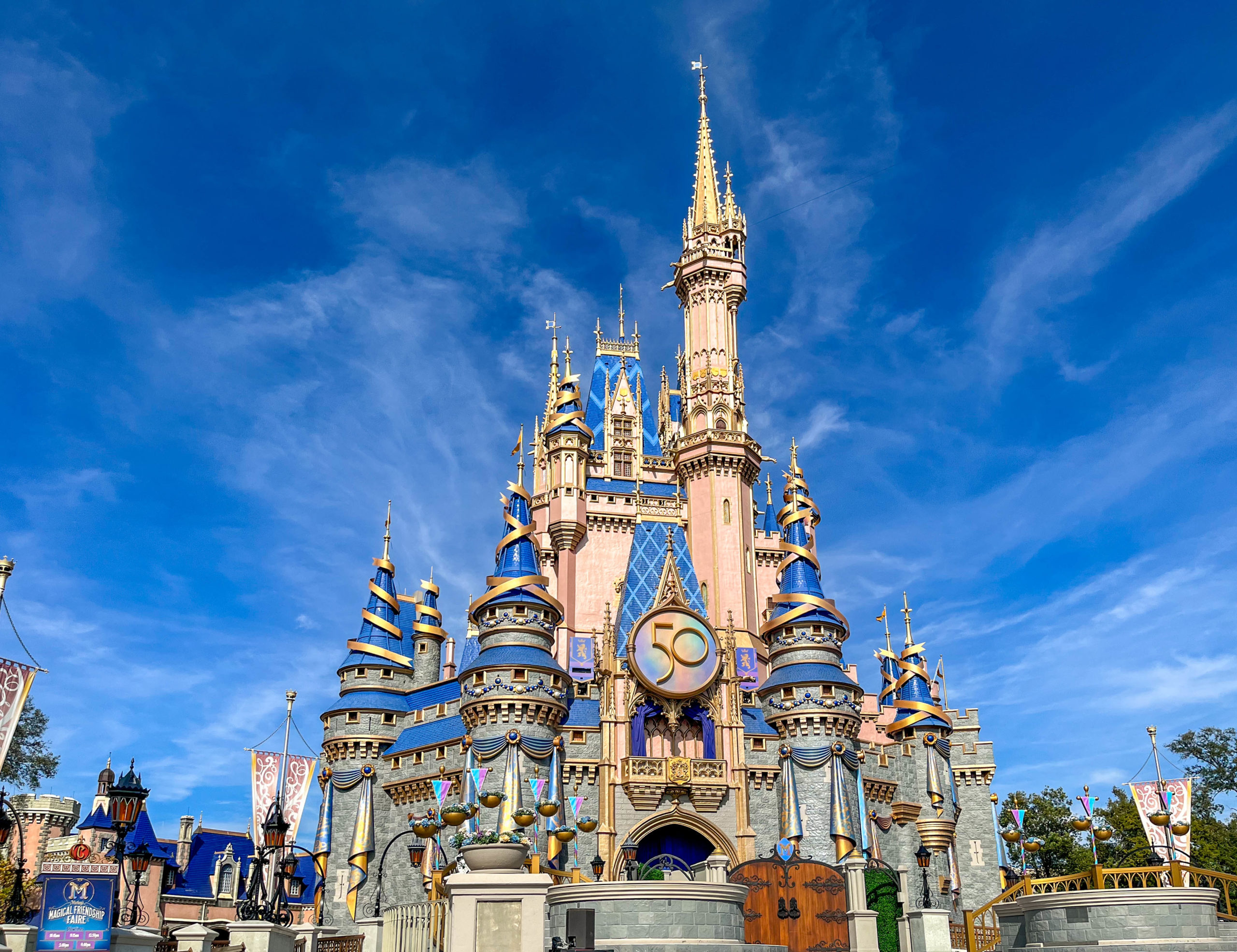 Cinderella Castle during Disney World's 50th anniversary