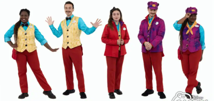 Cast members in Runaway Railway costumes
