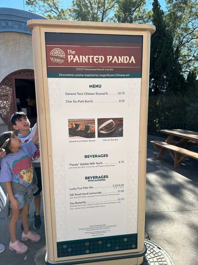 The Painted Panda menu