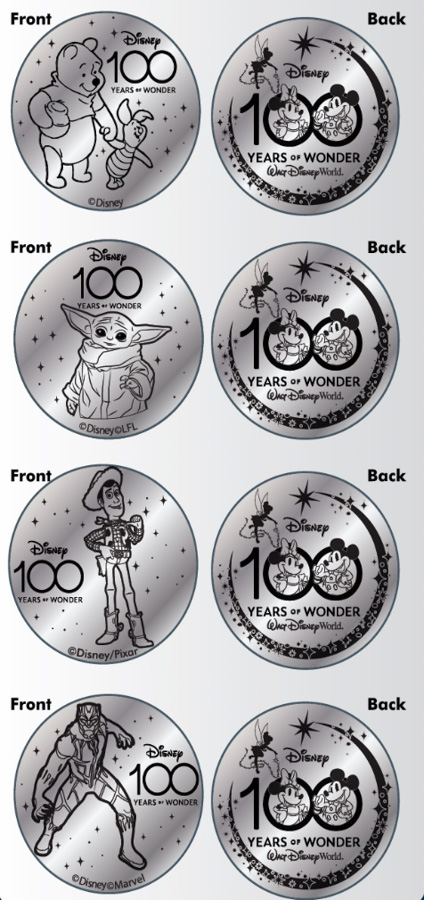 Disney World 100 Anniversary Silver Medallions Disney Springs World of Disney Pin Trading-1