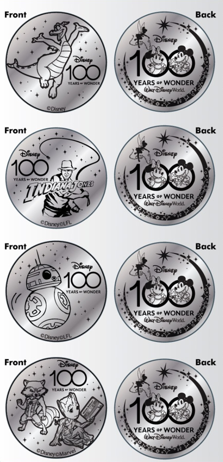 Disney World 100 Anniversary Silver Medallions EPCOT Port of Entry Disney Traders-2