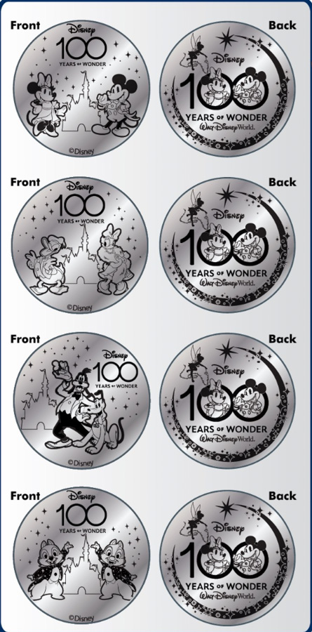 Disney World 100 Anniversary Silver Medallions Magic KingdomEmporium Pirates Adventureland Breezeway-3