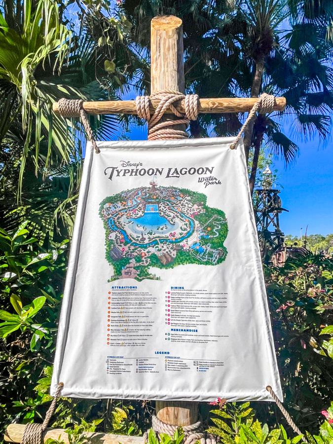 Typhoon Lagoon Water Park Reopening Entrance map atmo wave pool shipwreck typhoon tillie sign