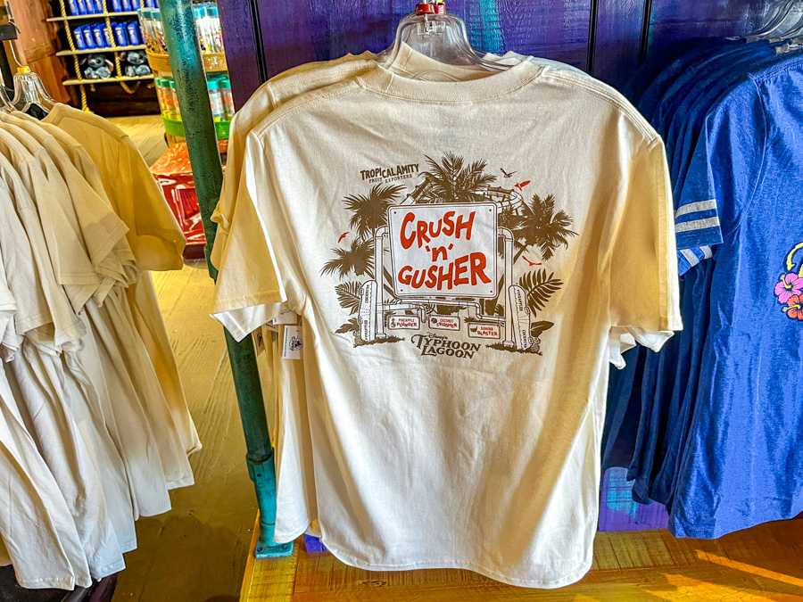Typhoon Lagoon Water Park Reopening Singapore Sal's merchandise swim shirts water bottle t shirts