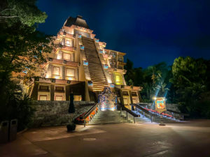 WDW EPCOT Mexico Pavilion Pyramid at Night Stock World Showcase