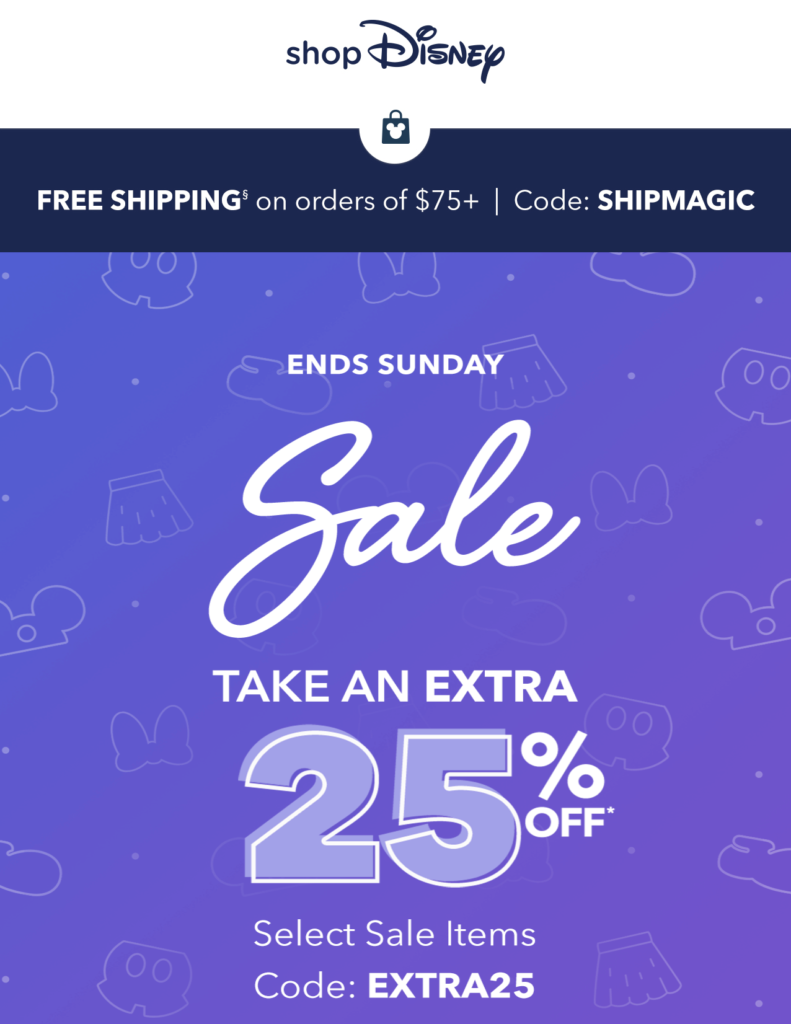 shopDisney 25 percent off sale