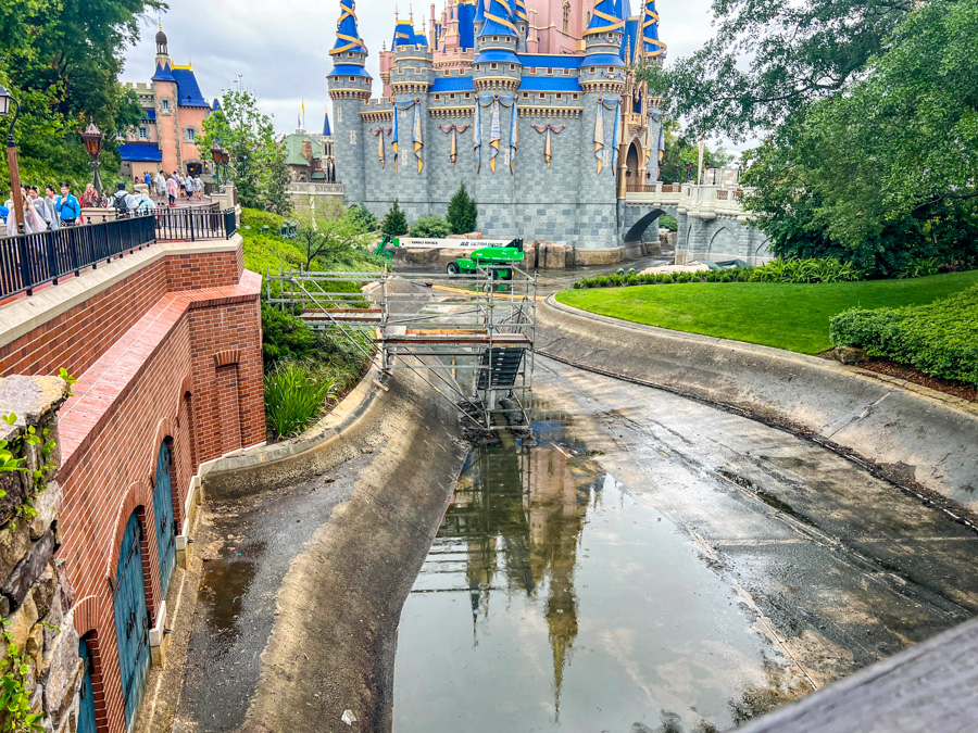 Cinderella Castle Moat Drained Construction Magic Kingdom