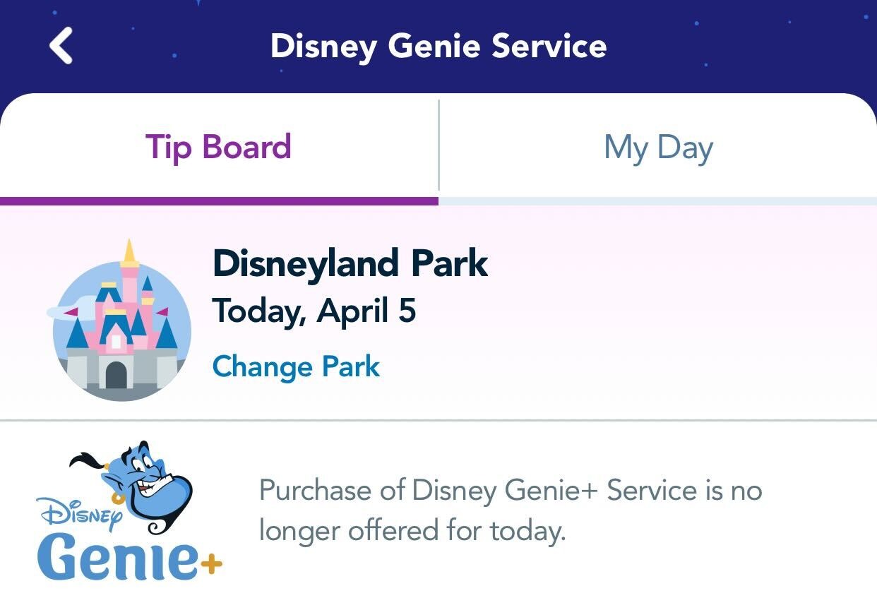 Disneyland Genie April 5 2023
