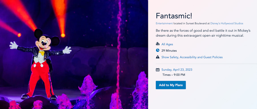 Fantasmic! Showtimes Changing Hollywood Studios Disney World