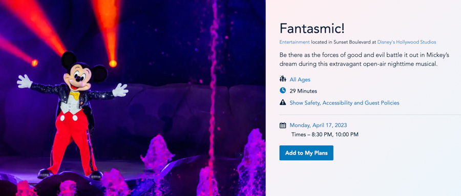 Fantasmic! Showtimes Changing Hollywood Studios Disney World