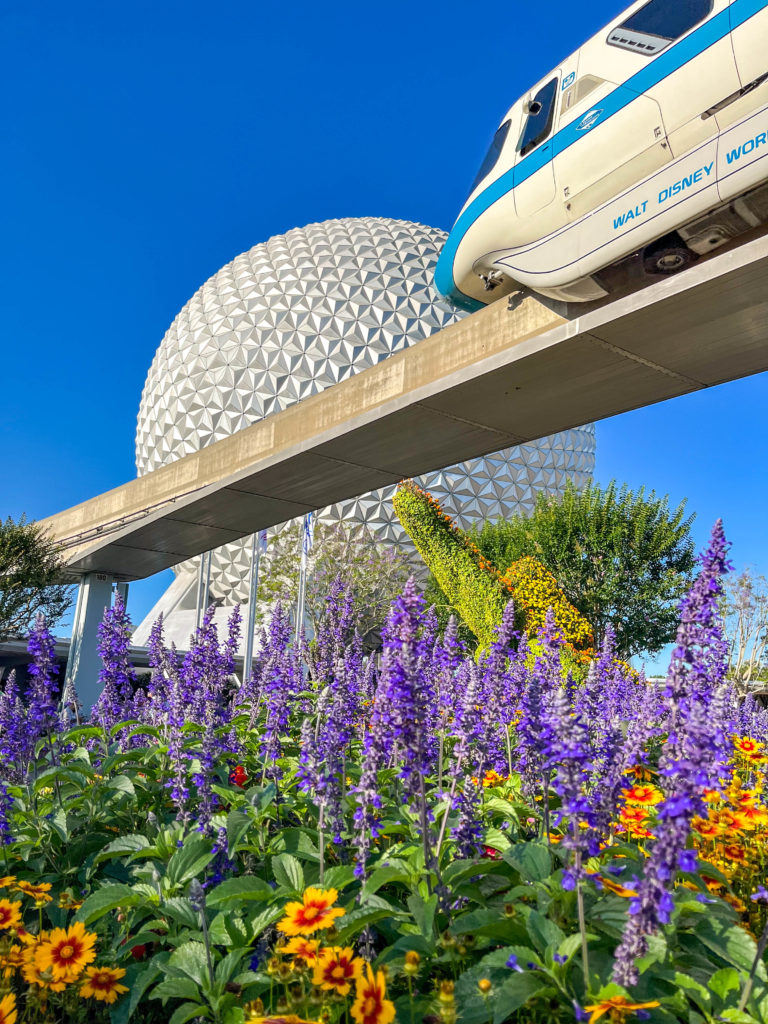 Monorail glides on track through Epcot